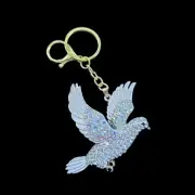 Betsey Johnson Sparkling Rainbow Dove Bag Swag Bling Keychain Clip Charm