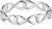 [BORUO] 925 Sterling Silver Ring High Polish Infinity Symbol Tarnish Resistant Comfort Fit Wedding Band Ring Size 4-12