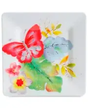 Gibson Laurie Gates Ivory Floral Square Salad Plates, Set of 4