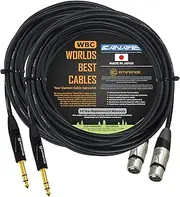 2 Units - 20 Foot - Canare L-4E6S, Star Quad Balanced XLR to TRS Patch Cable with Eminence Gold E312 Female XLR & E502 TRS Stereo Plugs - Custom Made by WORLDS BEST CABLES
