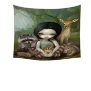 Fairytale Forest Snow White and Her Animal Friends Tapestry