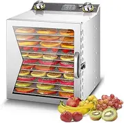 6/8/12 Trays Stainless Steel Food Dehydrator Machine, Freeze Dryer Machine, Pet Snack Dryer with 1h-12h timing, 30-90 Degrees Temperature Control, for Fruit, Vegetable, Jerky Meat 12-layers