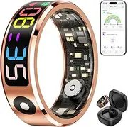 Smart Ring Fitness Tracker with Color Display Screen, IP68 Waterproof Fitness Ring with Charging Case, Health Ring for iOS Android, Activity Tracker