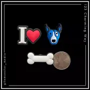Shoe Charms for Crocs BULL TERRIER DOG (Spuds MacKenzie) Bone I ❤️ - Set of 3