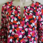 SZ 6 Diane von Furstenberg Reina Shift Leaf Dance Midnight Blue Pink Dress NWT