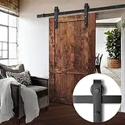 Cefito Sliding Barn Door Hardware, 1.83m Bypass Barns Doors Rail Track Slide Gate Roller Kit Wall Mount for Home Office Bedroom Garage, Carry up to 120kg Smooth Black