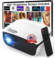 proyector de exterior, mini proyector con pantalla de 100", 1080P y 240". VIP