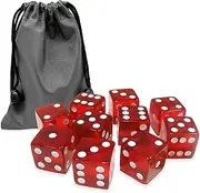 Bluemoona 10 Pcs 16mm 6 Sided Dice D6 RPG D&D Transparent Red + Bag Set