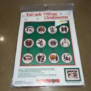 Vtg Dimensions Cross Stitch Kit Christmas Ornaments Charles Wysocki 2" 1989