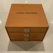 Louis Vuitton Jewlry Box 3 Drawers New W/Pull Tabs 5 1/4” X 5 1/4” X 3 1/2” NEW