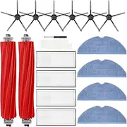 [Bvhonwe] 16 Pack S7 Replacement Parts Compatible with Xiaomi Roborock S7+ MaxV, MaxV Plus T7S T7 Plus Robot Vacuum, 2 Roller Brush, 4 Filter, 6 Side Mop Cloth red, White, Blue, Black