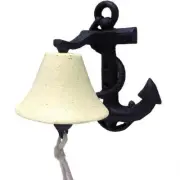 Cast Iron Bell with Anchor Plaque Nautical Coastal Home Decor