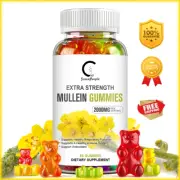 60pcs Mullein Leaf Gummies 2000mg,Lung Cleanse Detox Herbal,Immune Support