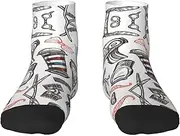 [JBYJBX] Barber Shop Monochrome Style Print Adult Socks Womens Mens Workout Thermal Cozy All-Season Gift Holiday Articles Use