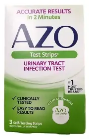 AZO UTI Home Test Urinary Tract Infection Test Strips 3 tests / box __