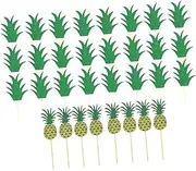 TINEASUR 32pcs Hawaiian Pineapple Cake Topper Decorative Paper Picks for Cupcakes Party Desserts Random Color