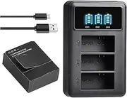 TAOHOME 1300mAh AHDBT301 AHDBT-301 AHDBT 302 Battery Bateria + 3-Ports USB Charger Compatible with Go Pro Hero3 Gopro Hero 3/3+ Li-ion Camera(1B with Charger)