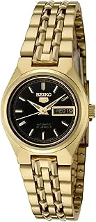 Women's SYMA06K Seiko 5 Automatic Black Dial Gold-Tone Stainless Steel Watch, White, Automatic Watch