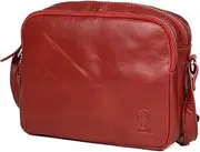[GERMANUS] Lara Women's Red Leather Shoulder Bag, red