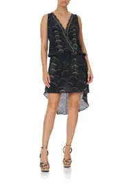 CROSS OVER DRESS WITH LONG BACK WISE WINGS