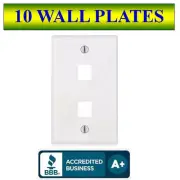 10 PACK Wall Plate 2 Port White Keystone Jack for RJ45 HDMI, USB, A/V Connectors