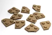 Lego - Lot of 10 - Dark Tan, Wedge Plate 2 x 2 Cut Corner