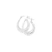 Silver Small Twist Pattern Creole Earrings