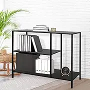 Levede 3-Tier Console Table, 120x30x80cm Narrow Entryway Shelf Unit with Storage, Industrial-Style Side Stand for Hallway, Living Room, Office or Bedroom, Matte Black Metal Frame, Space-Saving Design