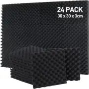 24 Pack Acoustic Panels 30 X 30 X 3 Cm High-Density Sound Proof Foam Egg Crate S