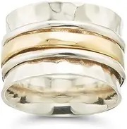 [Palas Jewellery] Women's Manifest Meditation Spinning Ring, Silver/Brass, Small