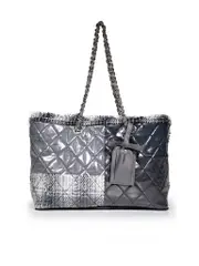 2009-10 Grey Quilted Vinyl & Tweed Funny Patchwork Tote