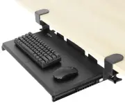 VIVO Black Small Clamp-on Computer Keyboard and Mouse Under Desk Slider Tray