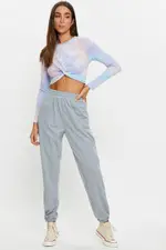 Multi Long Sleeve Tie Dye Jersey Knot Front T Shirt - Size S, Women's Tshirt Crop