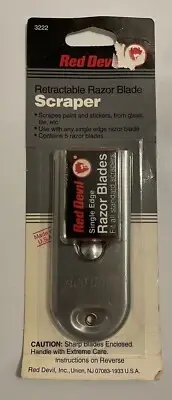 Red Devil Retractable Razor Blade Scraper & 5 Single Edge Razor blades #3222