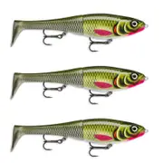 3x Rapala 20cm X Rap Peto Sink Hybrid Swimbait Fishing Lures - Olive Green