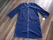 Croft & Barrow women medium navy blue zip up robe NWT