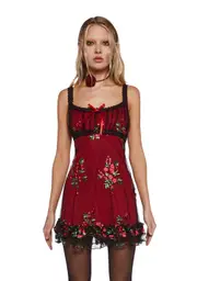 [Sugar Thrillz] Heaven Struck Babydoll Dress - Red