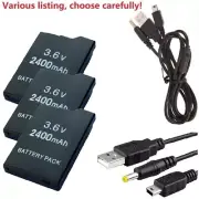 3.6V Battery + 2in1 Charge Cable FOR PSP 2000 2001 2003 slim 3000 3001 lite