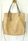 NWT Tan Chamois Vegan Lg Shoulder Tote Convert Flap Crossbody Satchel Bag 2 pc