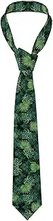 [CADREWY] Transparent Palm Leaf Pattern Print Soft Men Necktie Classic Tie For Weddings And Special Occasions Ties Business, Black, One Size, Black, One Size