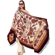 ANYYOU 100% Merino Wool Coffee Neck Wrap Silk Satin Large Winter Scarf Pashmina Shawl Bandana Perfect For Women Ladies Fashion Style