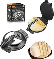 Electric Roti Maker Chapati Maker Machine, 10 inch Non-Stick Coating Roti Press Tortilla Maker, 1500W Double-Sided Heating Crepe Machine with Anti-scalding Handle and Indicator Lights for Family