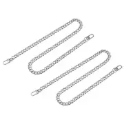 Iron Flat Chain Straps, 32" 2Pcs Handbag Chains Purse Straps Replacement, Silver