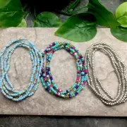 3 PC Handmade Waist Beads Necklace African Boho Bracelet Anklet Set New 9022