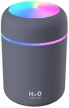 Mini Humidifier with Color Changing LED Night Light, 300ml Capacity, USB Powered, Portable, for Rooms, Cars (Grey)