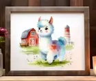 Nursery Art Print, Cute Lama Art Print, Farm Animals Neutral Kids Wall Art