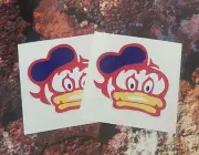 BARRY SHEENE Motorcycle Helmet Fairing set of 2 stickers 45mm x 45m THE DUCK