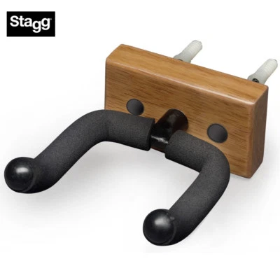 Stagg GUH-WN REC Wall Mounted Guitar Hanger with Rectangular Wood Base