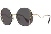 Miu Miu smu50x 7OE-5S0 Sunglasses Women's Antique Gold/Dark Grey Mirror Lenses