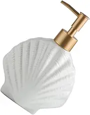 Hoement Shell-Shape Ceramic Pump Bottle Stylish Soap Dispenser for Shampoo Lotion Wash Capacity for Home Bathroom Use